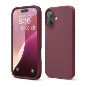 iPhone 16 Case, Premium Liquid Silicone Case (Burgundy)