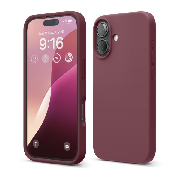 iPhone 16 Case, Premium Liquid Silicone Case (Burgundy)