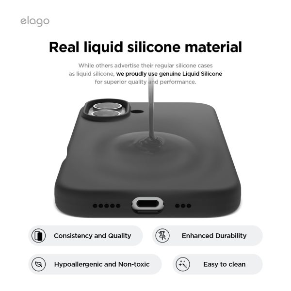 iPhone 16 Case, Premium Liquid Silicone Case (Black) - Image 3