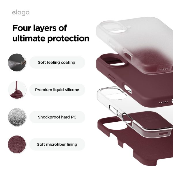 iPhone 16 Case, Premium Liquid Silicone Case (Burgundy) - Image 4