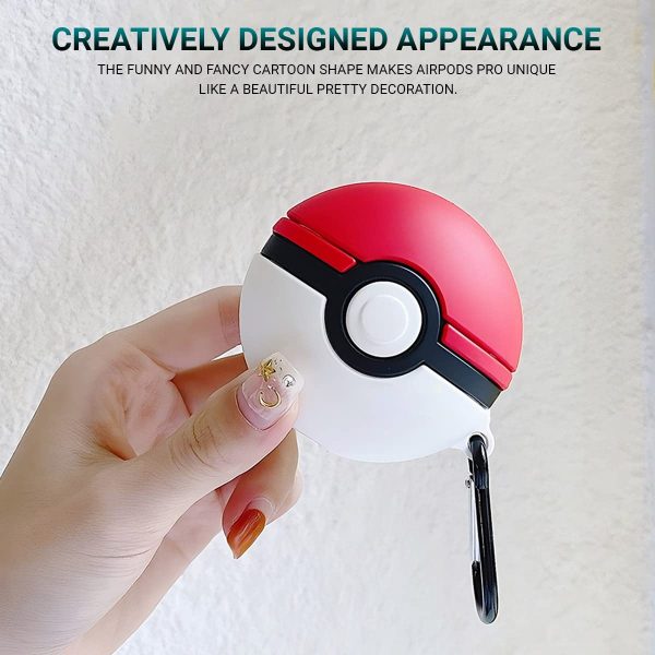 Cute Cartoon Design Case Cover for AirPods 1 & 2 & Airpod Pro Generation case (Pokemaon Ball) - Image 2