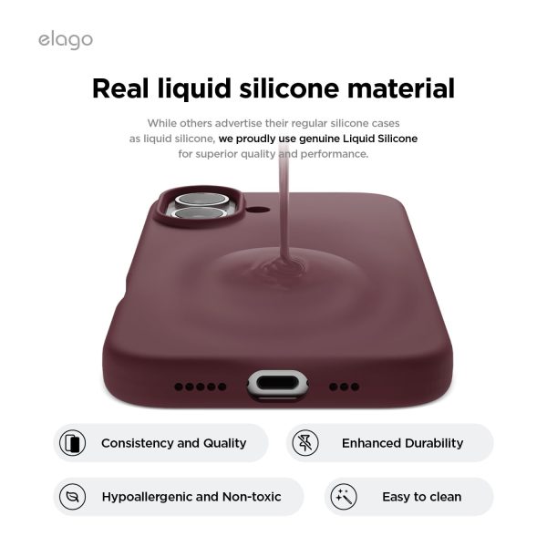 iPhone 16 Case, Premium Liquid Silicone Case (Burgundy) - Image 3