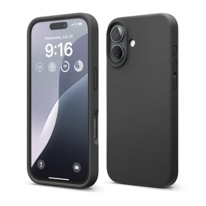 iPhone 16 Case, Premium Liquid Silicone Case (Black)