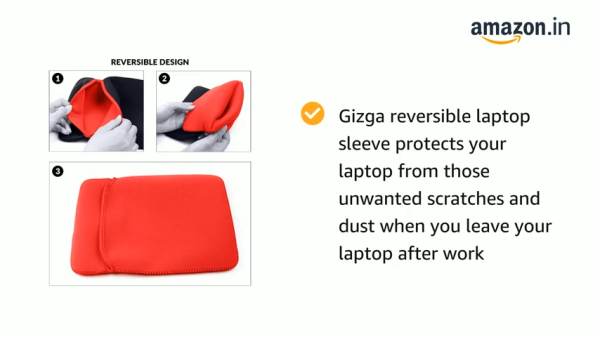 Essentials Reversible Laptop Sleeve 15.6 Inch, Dual Color Neoprene Laptop Cover, Zipperless, Waterproof, Slim Fit Laptop Case for HP Dell Lenovo Asus Acer, MacBook, Mouse Pad Use (Red/Black) - Image 4