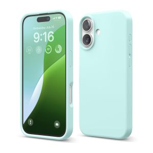 iPhone 16 Case, Premium Liquid Silicone Case (Aqua Sky)
