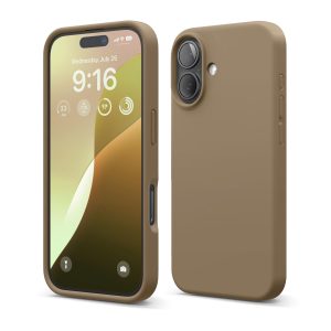iPhone 16 Case, Premium Liquid Silicone Case (Brown)