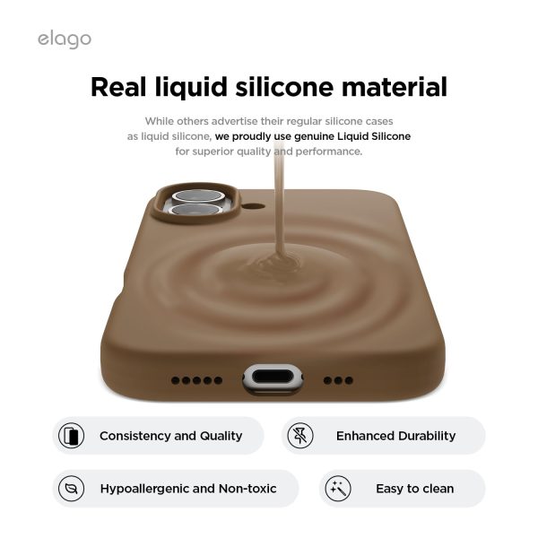 iPhone 16 Case, Premium Liquid Silicone Case (Brown) - Image 4