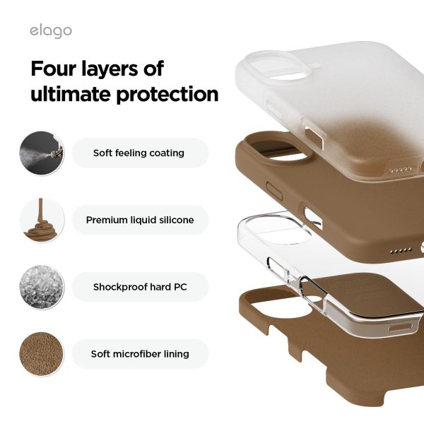 iPhone 16 Case, Premium Liquid Silicone Case (Brown) - Image 3