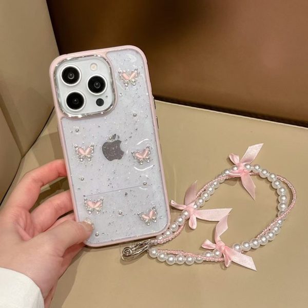 Premium Quality 3D Butterfly Case With Premium Pearl Charms
