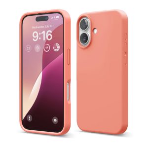 iPhone 16 Case, Premium Liquid Silicone Case (Pomelo Pink)
