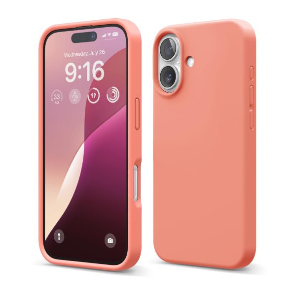 iPhone 16 Case, Premium Liquid Silicone Case (Pomelo Pink)