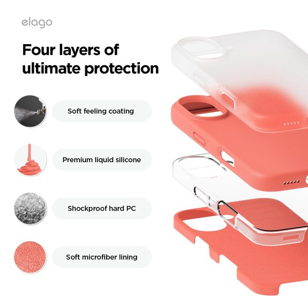 iPhone 16 Case, Premium Liquid Silicone Case (Pomelo Pink) - Image 3