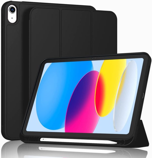 Smart Case for iPad (A16) 11th/10th Generation (2025/2022) [Auto Sleep/Wake Cover] [Pencil Holder] [Soft Flexible Case] Rugged Series for Apple iPad... (Black)