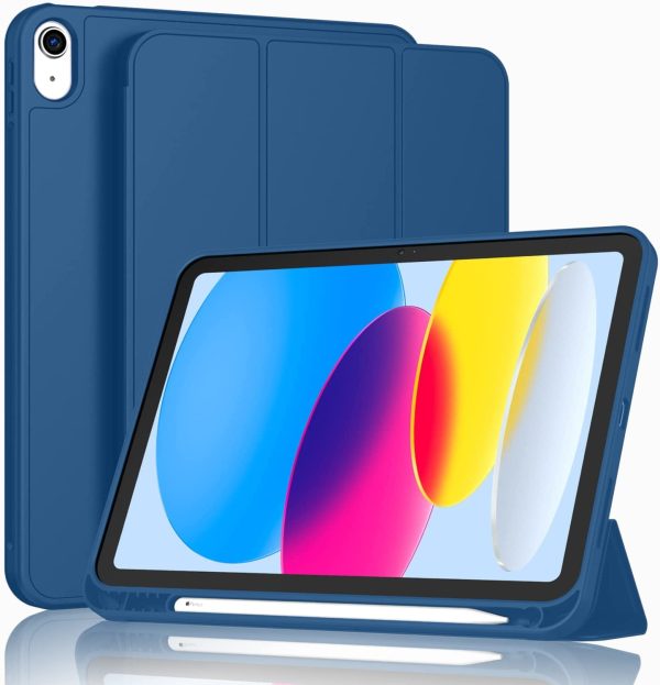 Smart Case for iPad (A16) 11th/10th Generation (2025/2022) [Auto Sleep/Wake Cover] [Pencil Holder] [Soft Flexible Case] Rugged Series for Apple iPad... (Navy Blue)